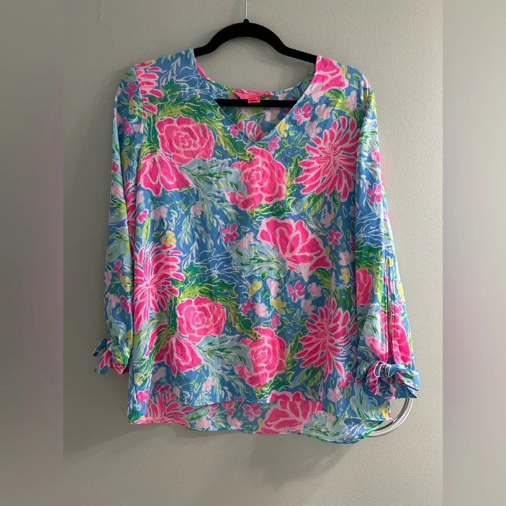 Lilly Pulitzer Floral long sleeve top blouse vacation wear - Picture 6 of 6